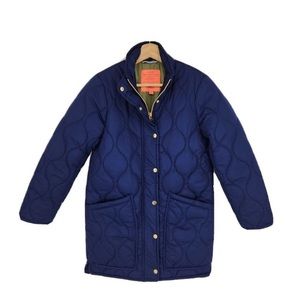 J Crew quilted cocoon puffer coat size xxs NWT navy
